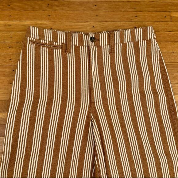 Madewell brown/tan white stripe wide leg crop jeans/ pants - Picture 3 of 6